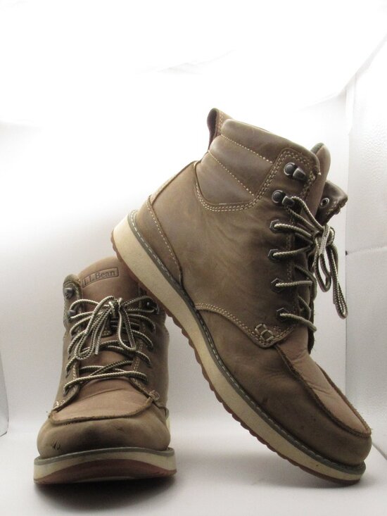 Other - LL Bean Men's Brown Stonington Moc Toe Leather Boots, Size 11 Very Good Cond.
